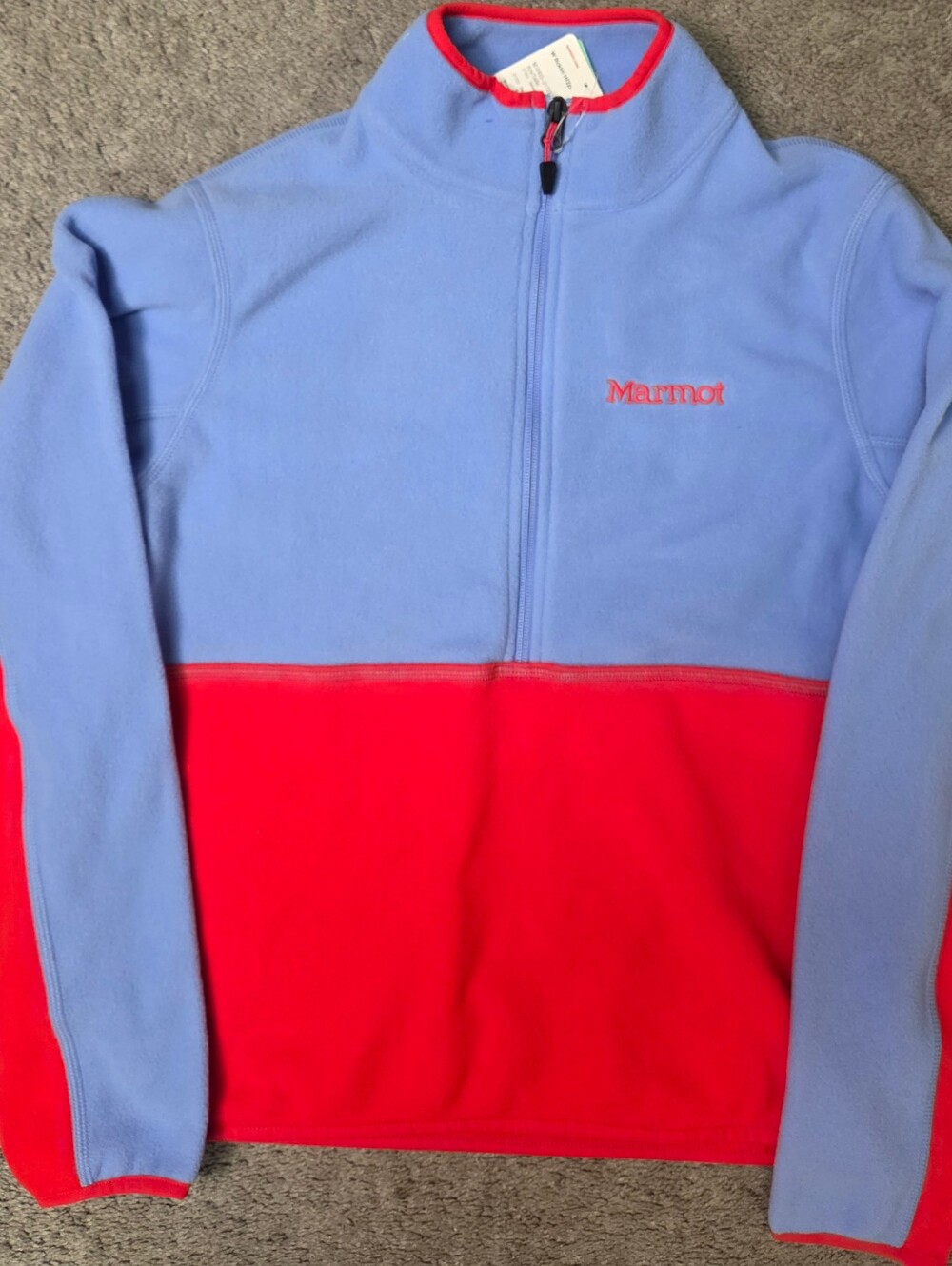 Marmot Women's Two-Tone Half-Zip Fleece Sweater - Light Blue & Red